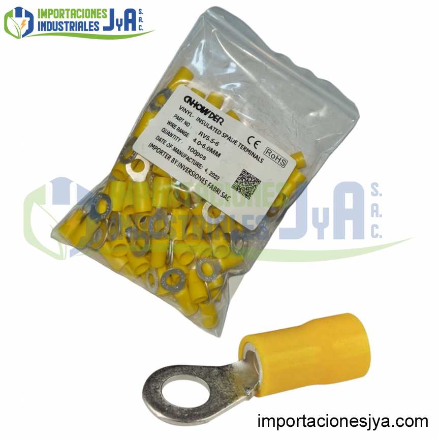 TERMINAL  A COMPRECION OJAL AMARILLO 4-6,MM2